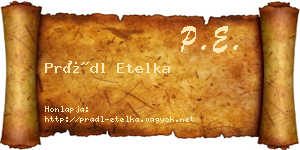 Prádl Etelka névjegykártya